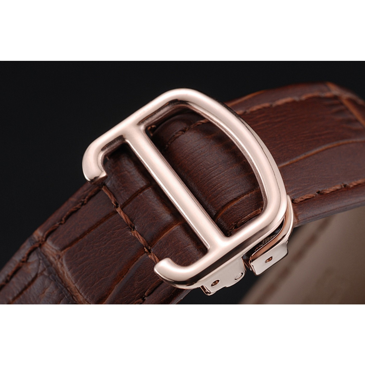 MiroTime Cartier Drive De Cartier White Dial Silver Diamond Case Brown Leather Bracelet 1454216