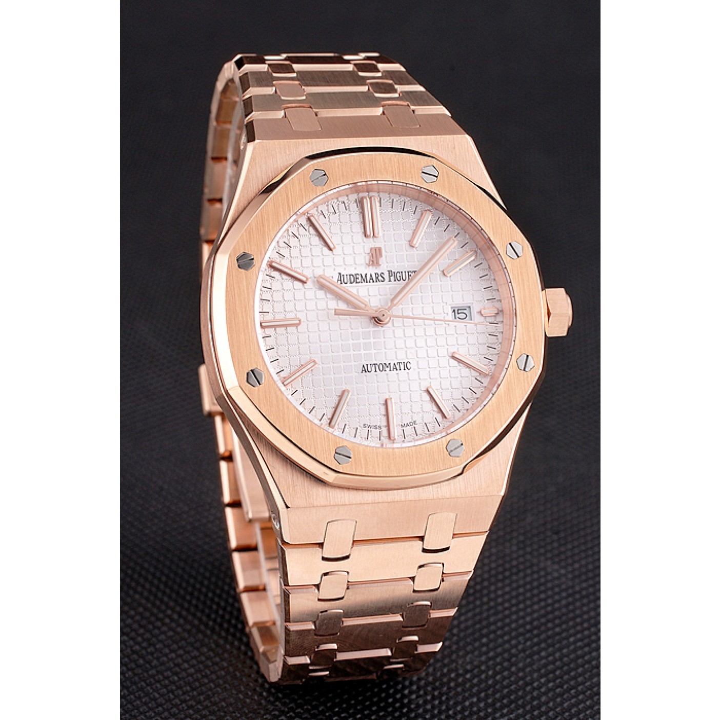 MiroTime Swiss Audemars Piguet Royal Oak White Dial Rose Gold Case And Bracelet