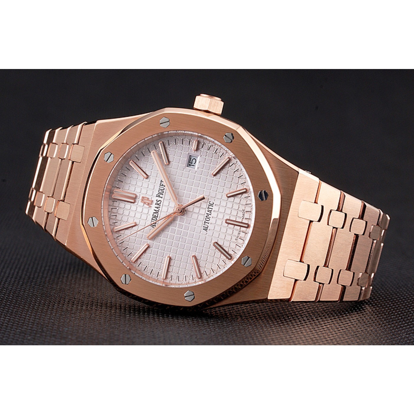 MiroTime Swiss Audemars Piguet Royal Oak White Dial Rose Gold Case And Bracelet