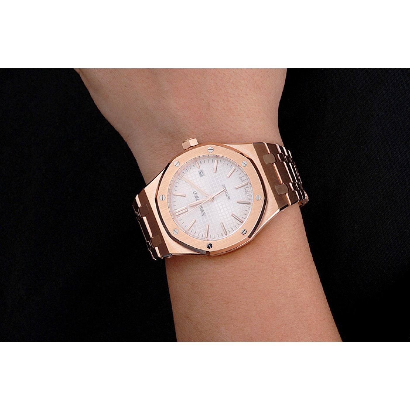 MiroTime Swiss Audemars Piguet Royal Oak White Dial Rose Gold Case And Bracelet