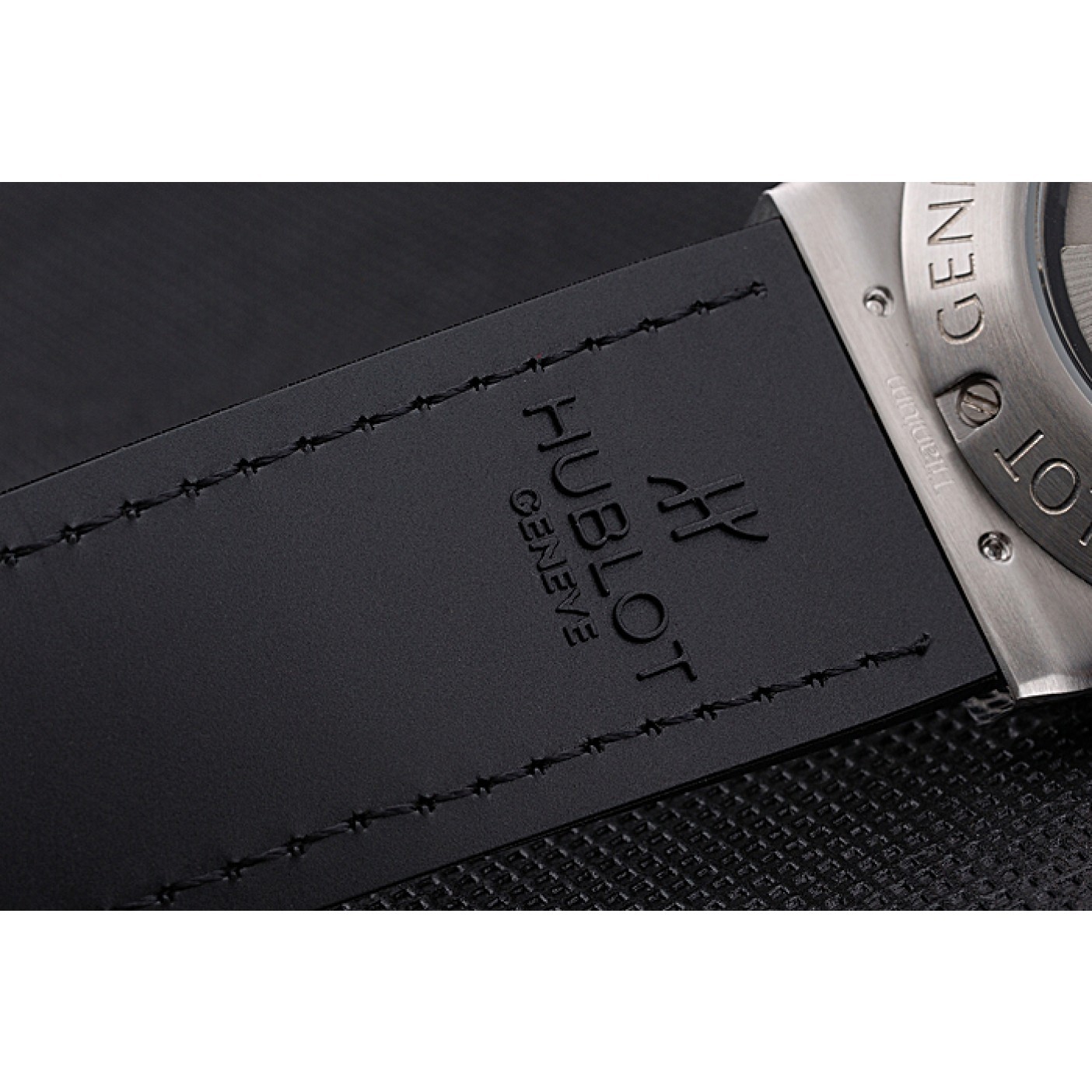MiroTime Hublot Classic Fusion Diamond Skull Dial Stainless Steel Case Black Leather Strap 622814