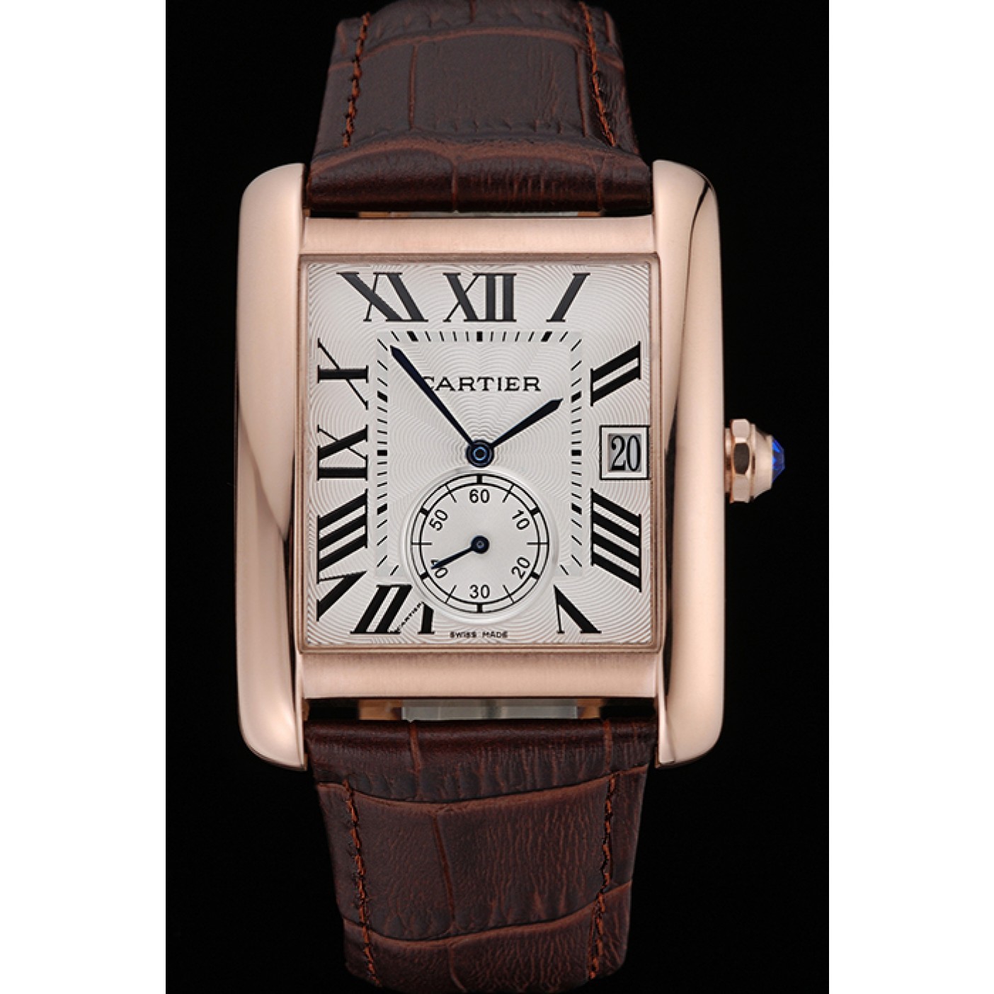 MiroTime Cartier Tank MC White Dial Gold Case Brown Leather Strap 622578