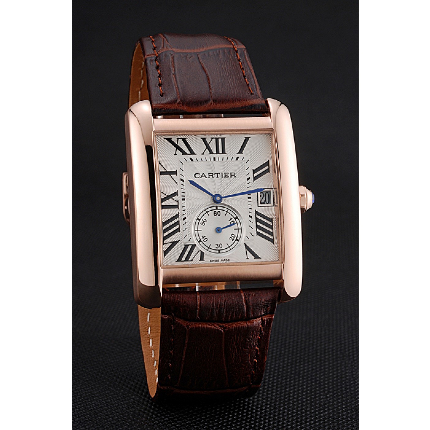 MiroTime Cartier Tank MC White Dial Gold Case Brown Leather Strap 622578