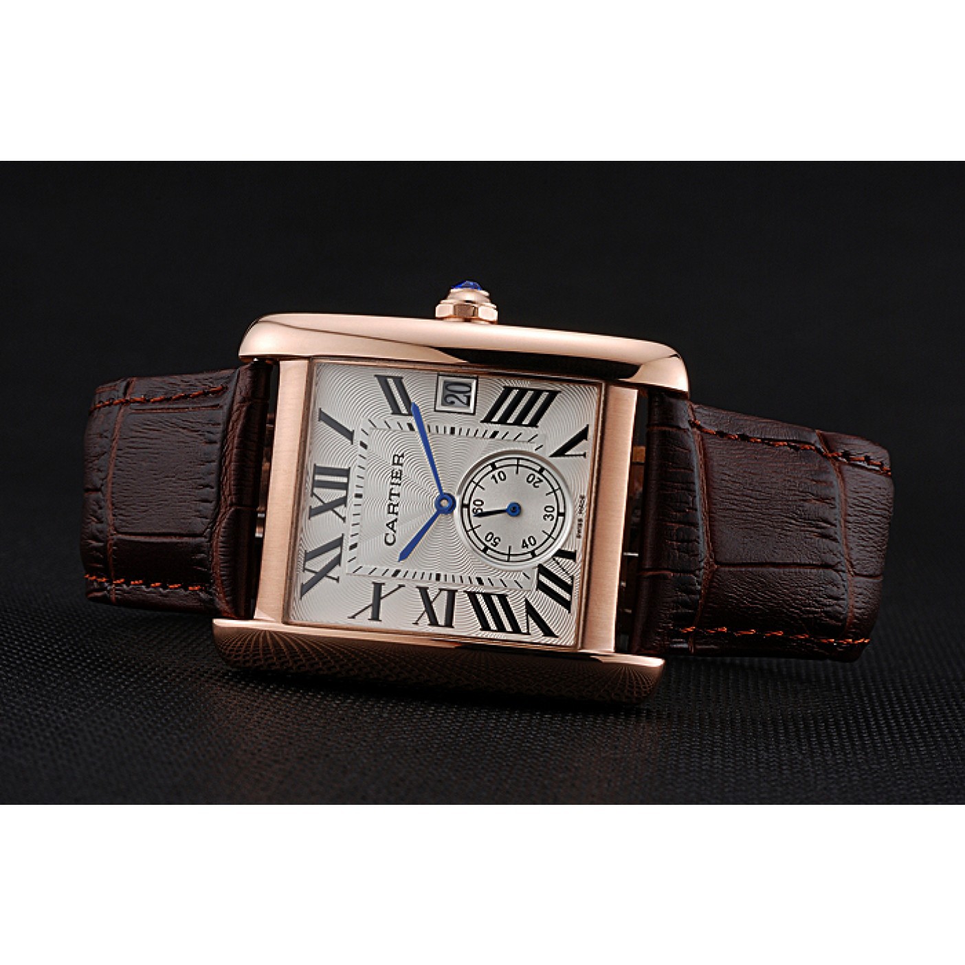 MiroTime Cartier Tank MC White Dial Gold Case Brown Leather Strap 622578