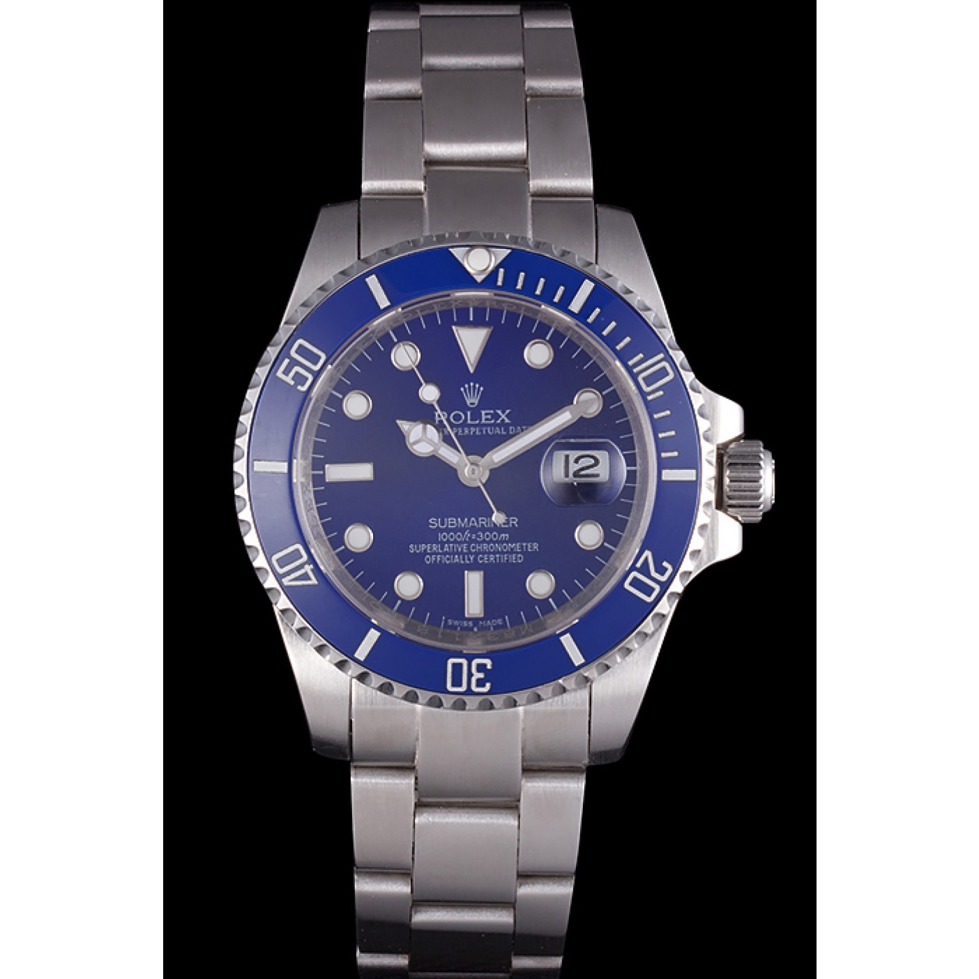 MiroTime Rolex Submariner Stainless Steel Link Bracelet Blue Dial 621687