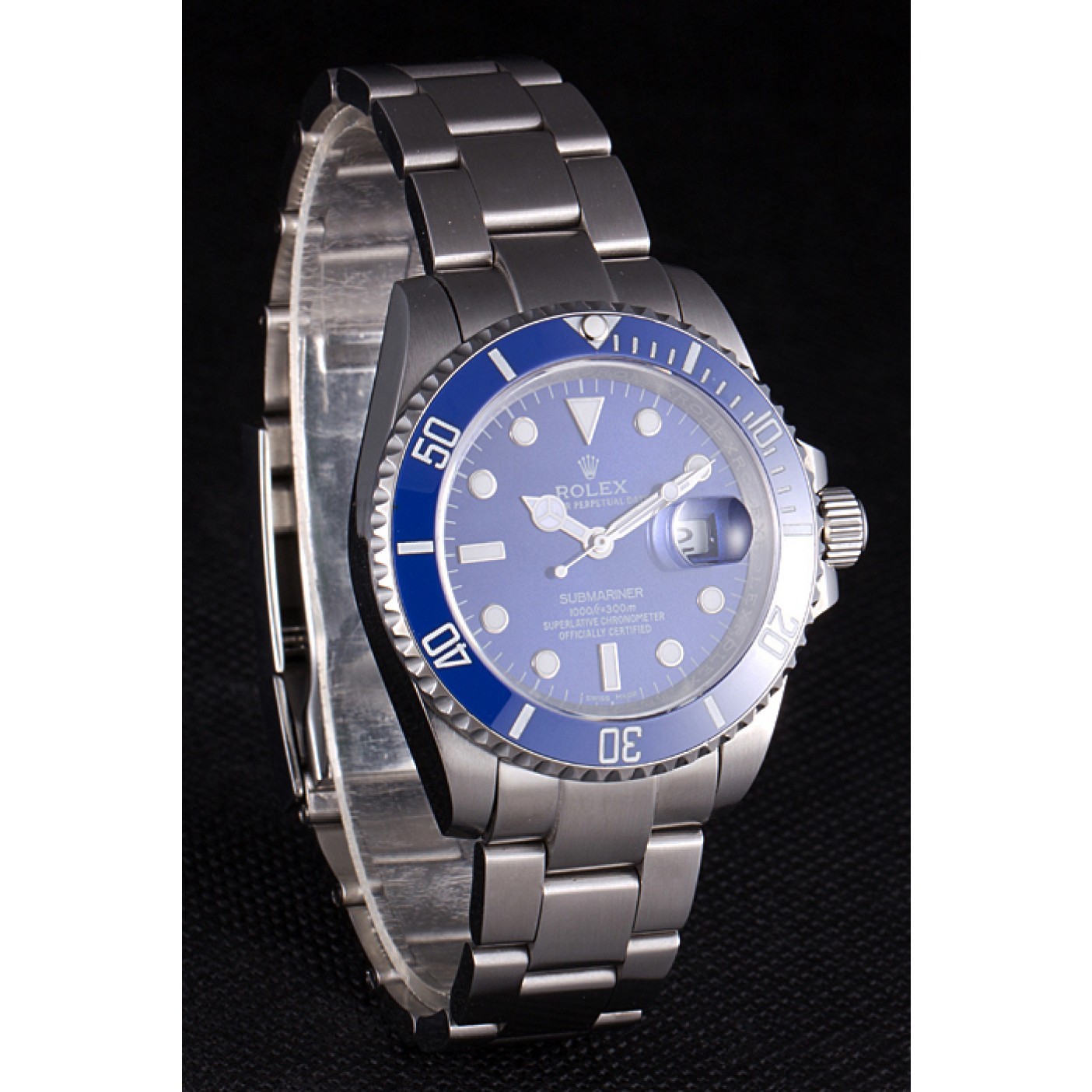 MiroTime Rolex Submariner Stainless Steel Link Bracelet Blue Dial 621687