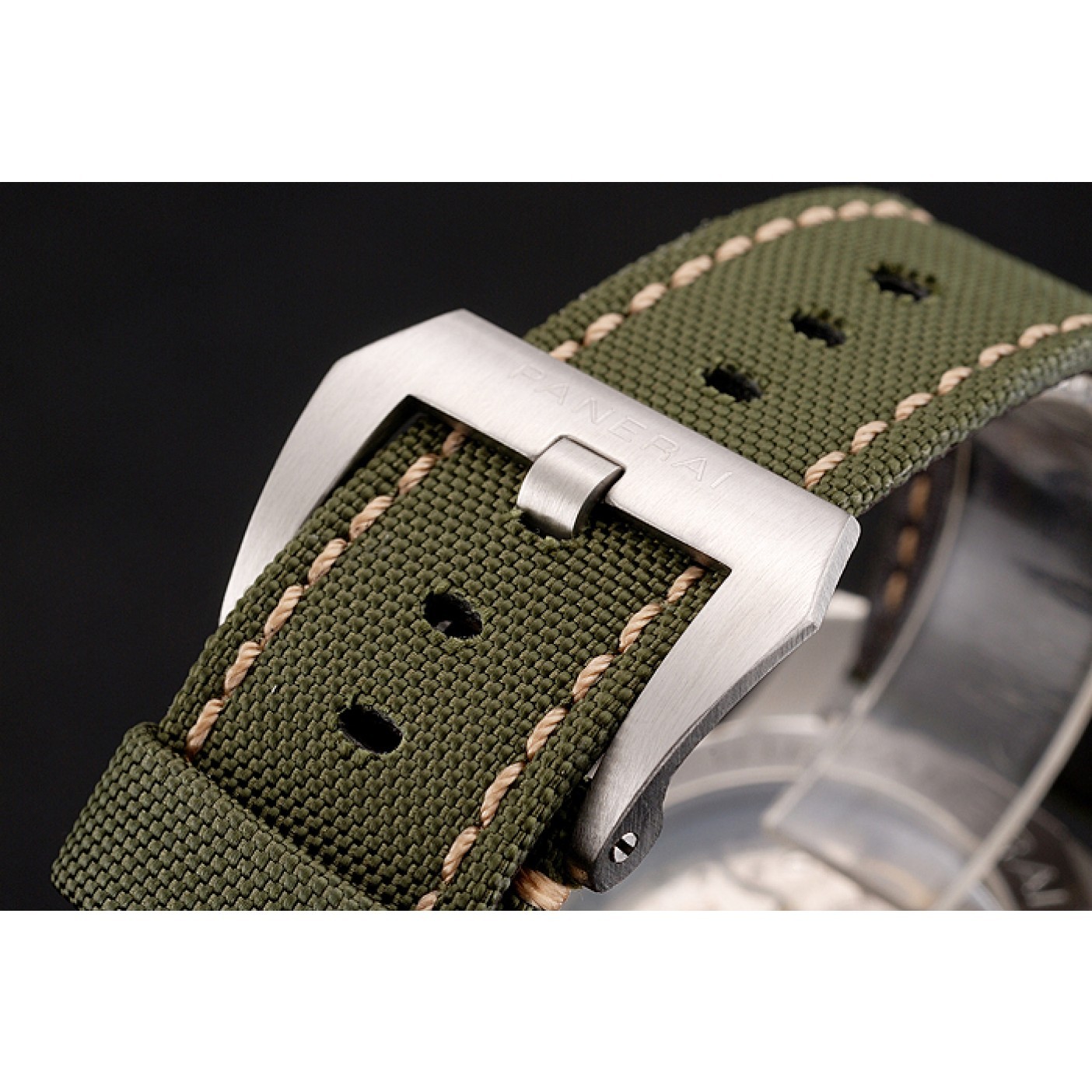 MiroTime Panerai Luminor 1950 3-Days GMT Silver Case Black Dial Green Bracelet 1454016