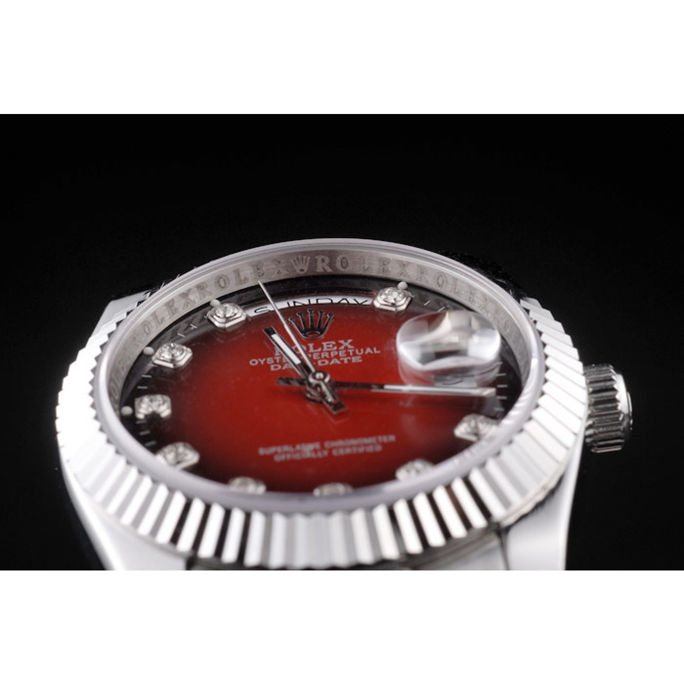 MiroTime Rolex Day-Date Polished Stainless Steel Two Tone Red Dial