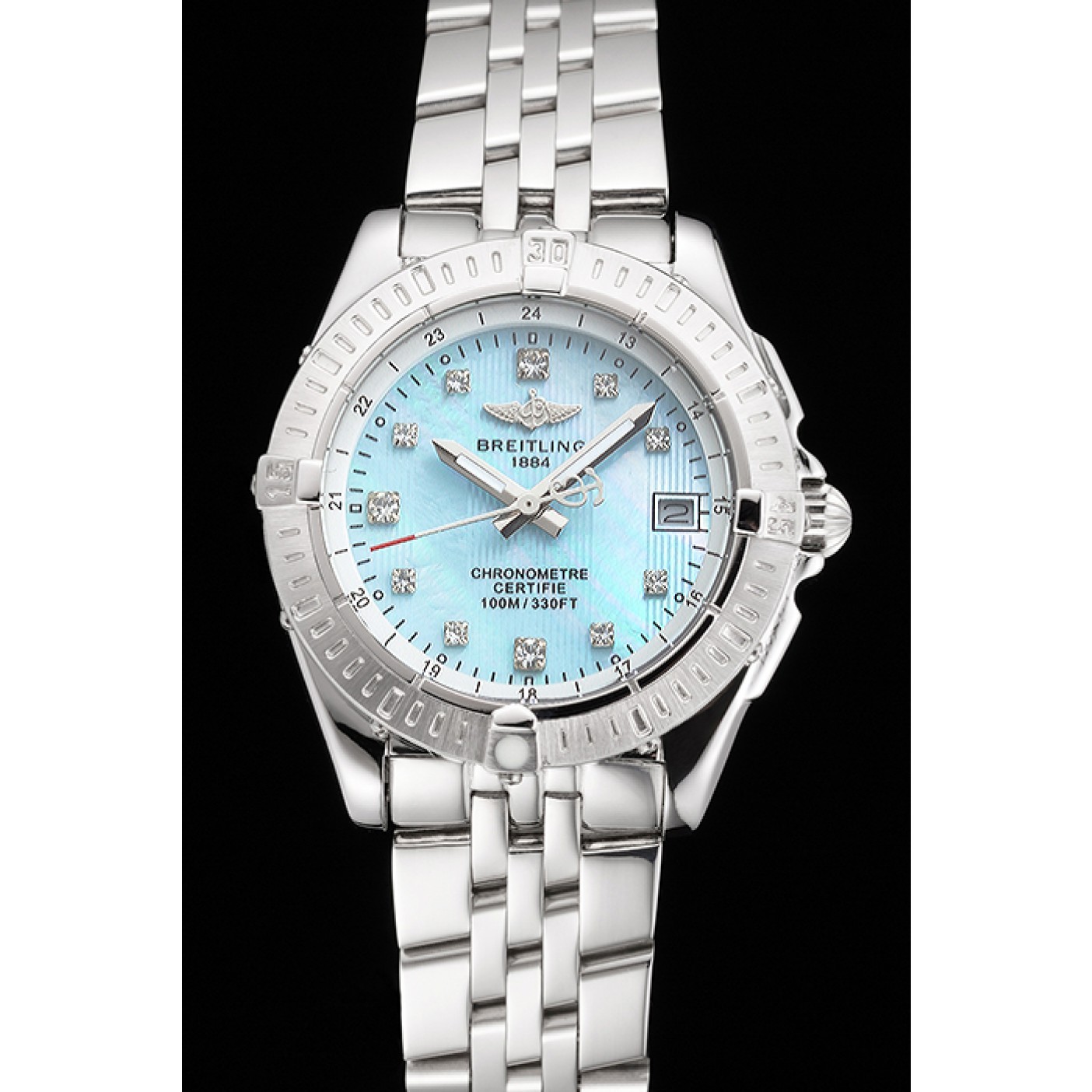 MiroTime Breitling Colt Lady Light Blue Dial Diamond Hour Marks Stainless Steel Case And Bracelet