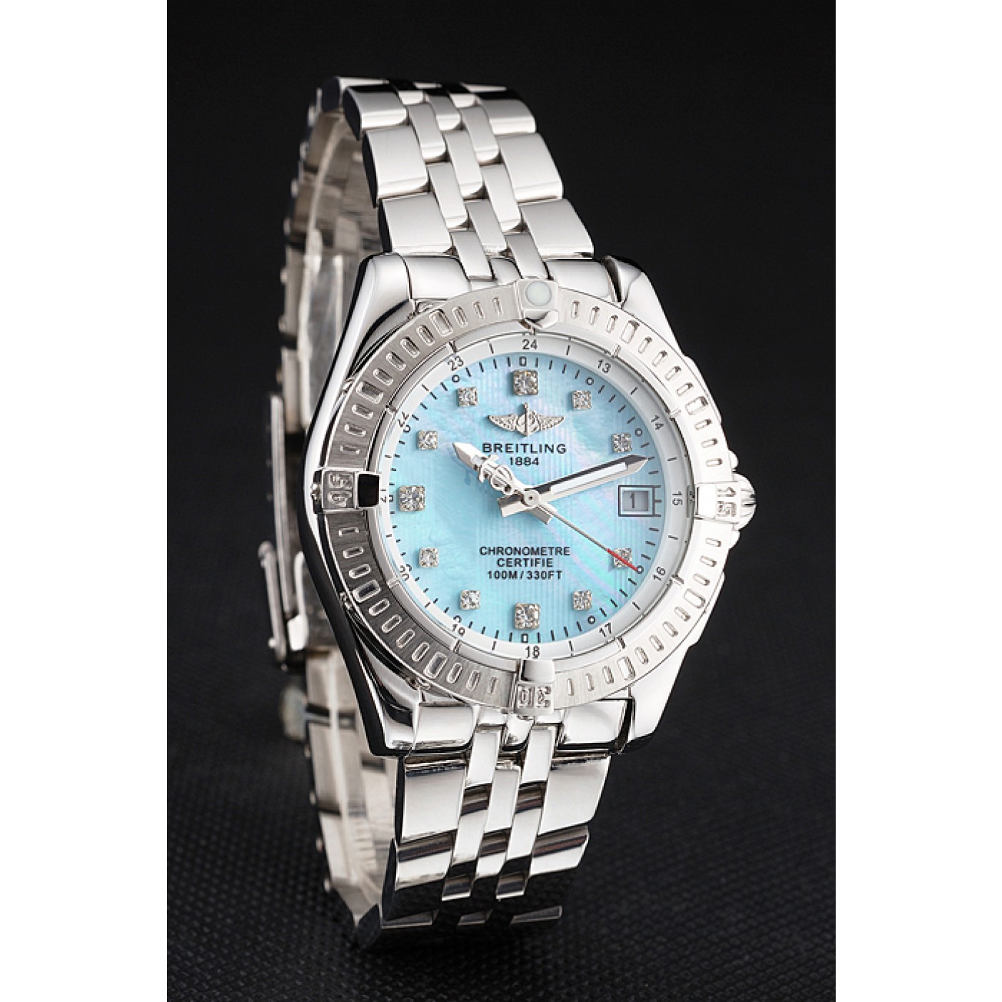 MiroTime Breitling Colt Lady Light Blue Dial Diamond Hour Marks Stainless Steel Case And Bracelet