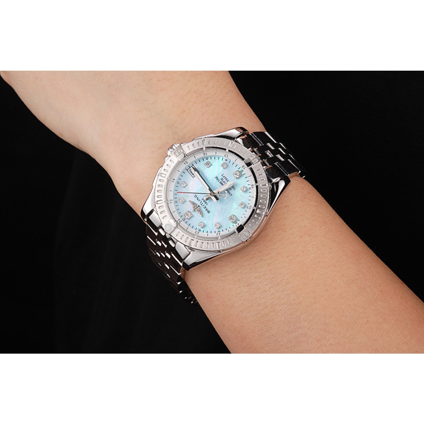 MiroTime Breitling Colt Lady Light Blue Dial Diamond Hour Marks Stainless Steel Case And Bracelet