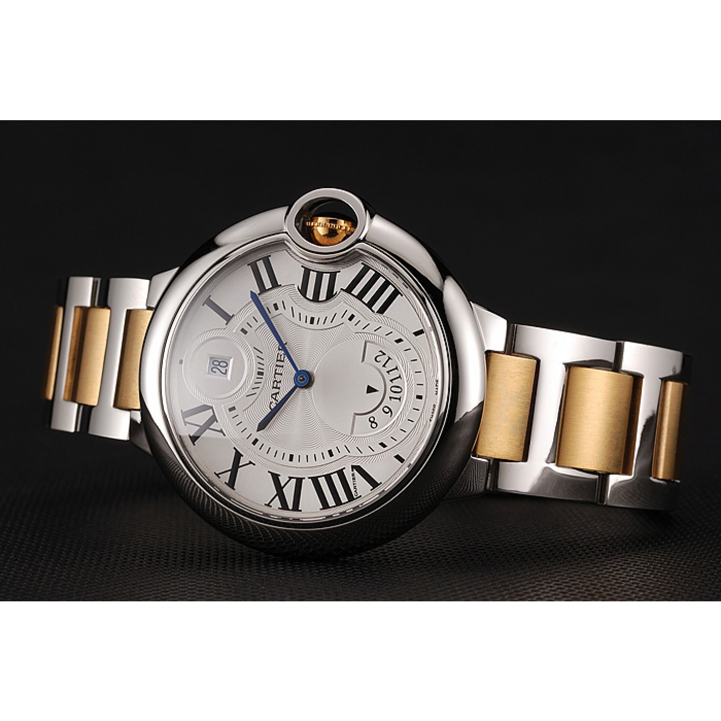 MiroTime Swiss Cartier Ballon Bleu Two Timezone White Dial Silver Case Gold And Silver Bracelet 1453877
