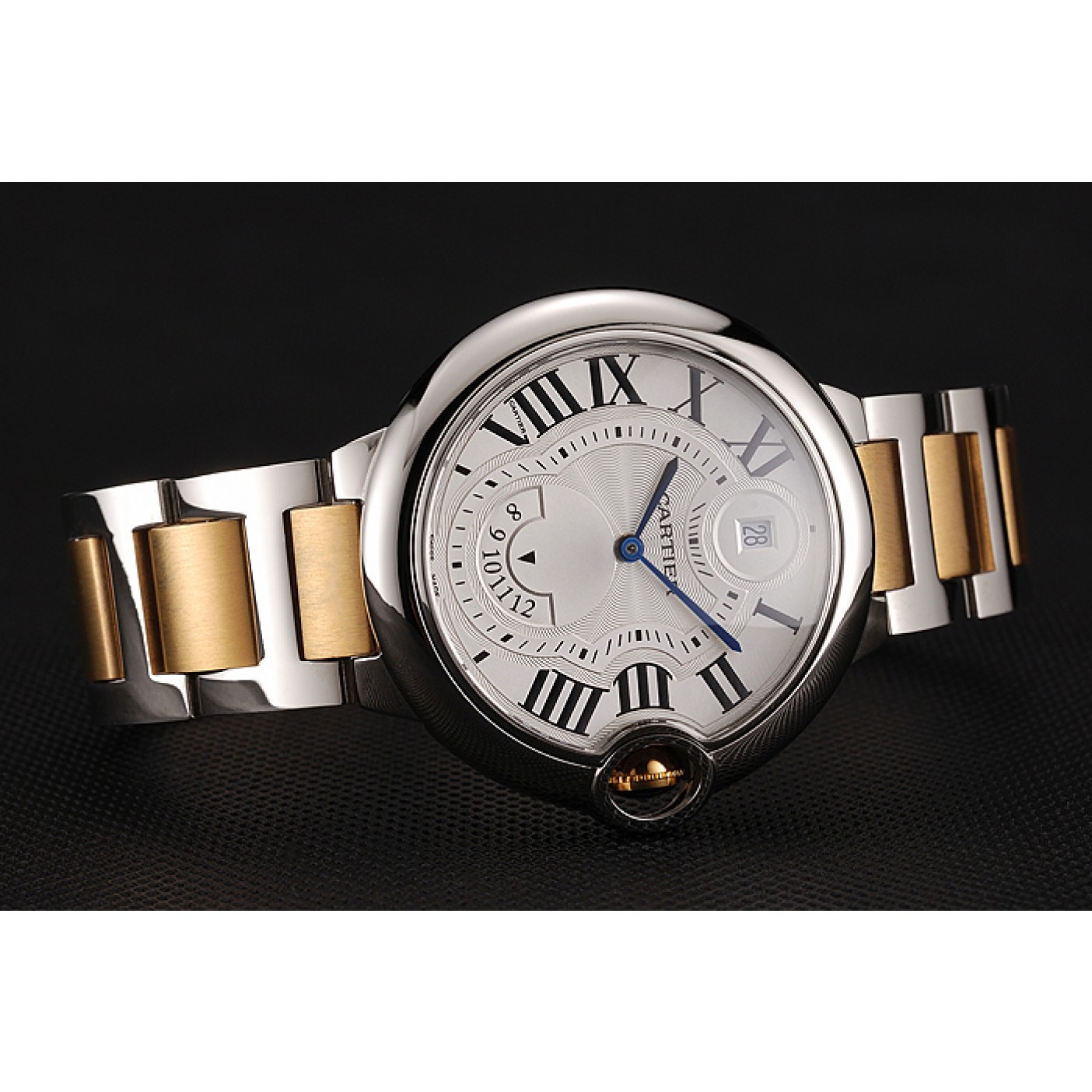 MiroTime Swiss Cartier Ballon Bleu Two Timezone White Dial Silver Case Gold And Silver Bracelet 1453877