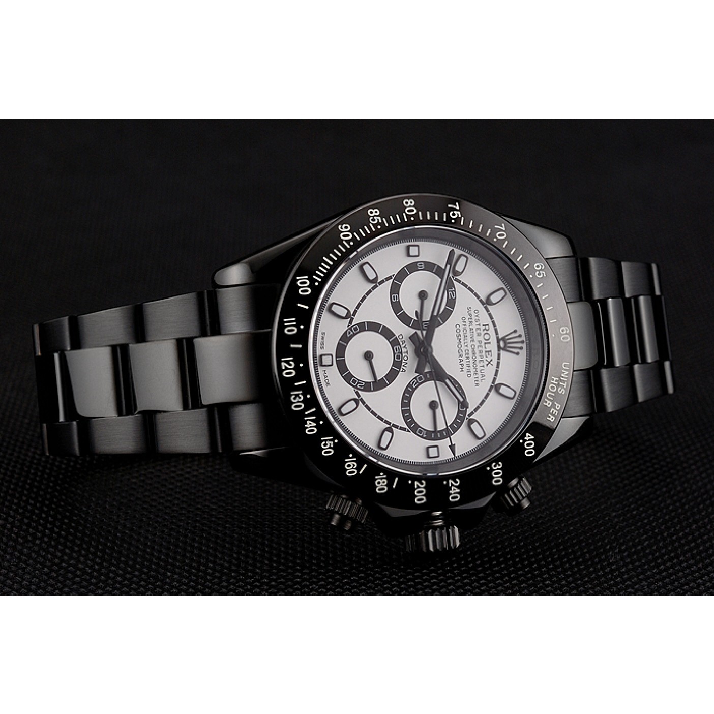 MiroTime Rolex Daytona Midnight White Dial Black Staineless Steel Bracelet 1454021